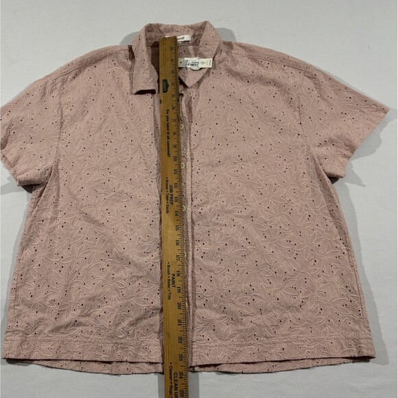 Madewell Eyelet Beachside Shirt Dream on Daisies Short Sleeve Button Pink M NWT - Picture 3 of 12
